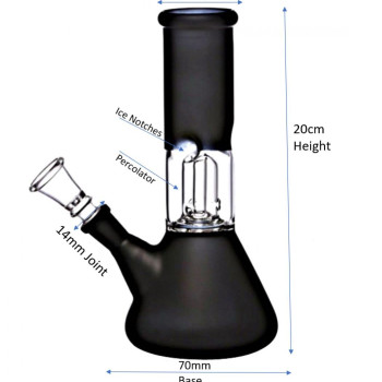 Glass Bong Single Perc Ice Bong | 8 Inch | Storage Crusher, Pouch, Accessories