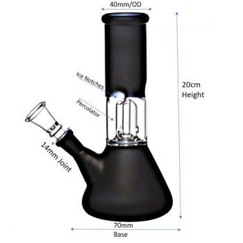Newzenx Glass Ice Bong Single Perc | 8 Inch | Storage Crusher, Pouch