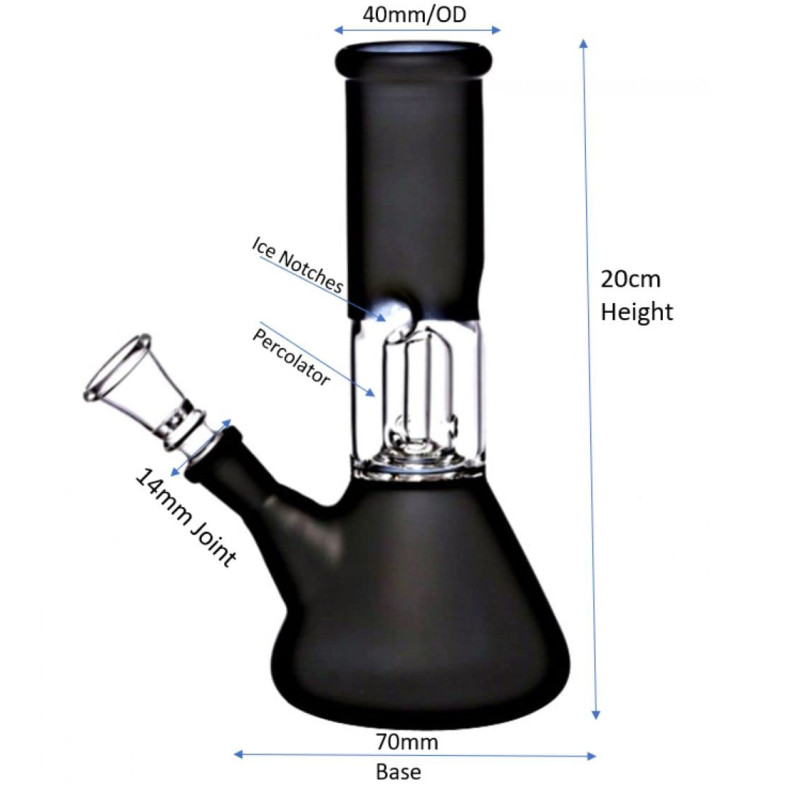 Newzenx Glass Ice Bong Single Perc 8 Inch | Storage Crusher, Pouch
