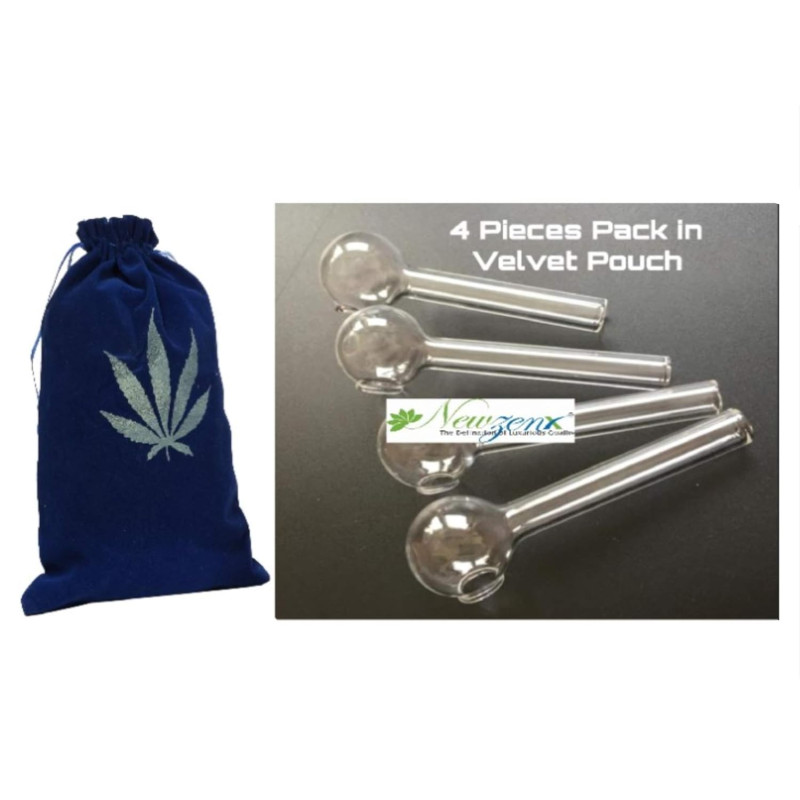 Newzenx Pyrex Glass Oil Burner Pipe | 4 Inch - 4 Pcs Combo