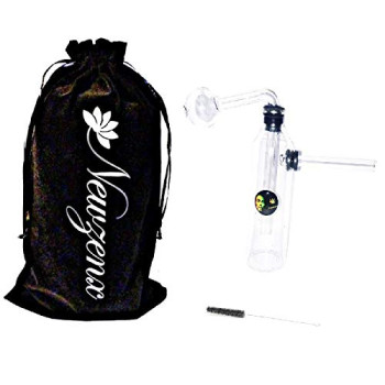 Newzenx Transparent Pyrex Glass Oil Burner Water Pipe 5 Inch with Pouch