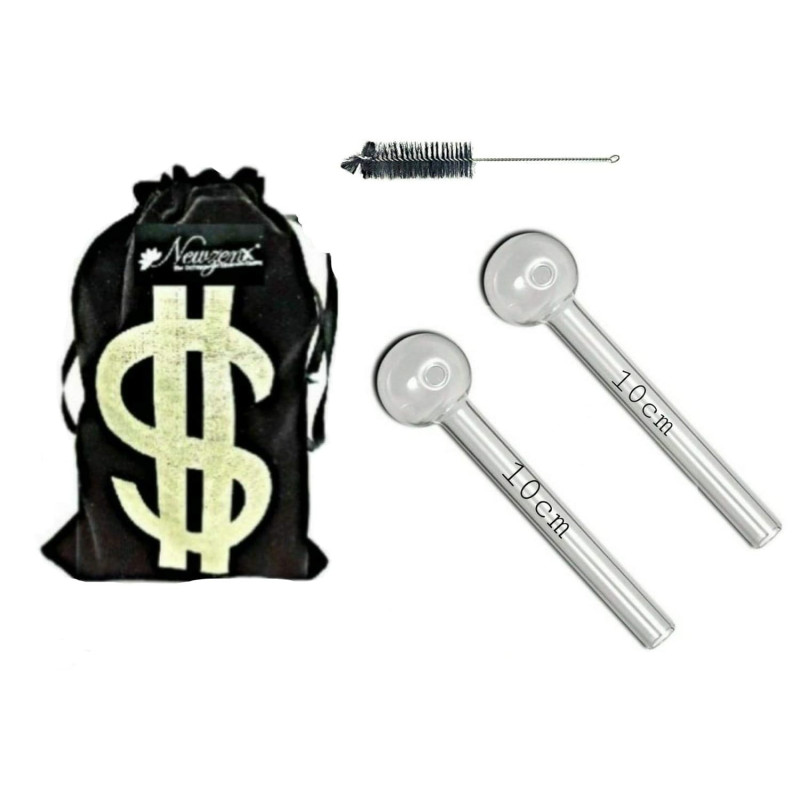 Newzenx Transparent Glass Oil Burner Pipe | Pouch & Pipe Cleaner