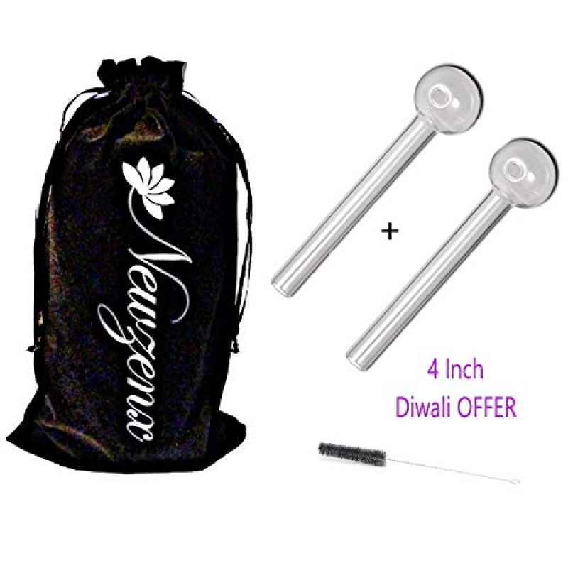 Newzenx Transparent Glass Oil Burner Pipe | Pouch & Pipe Cleaner