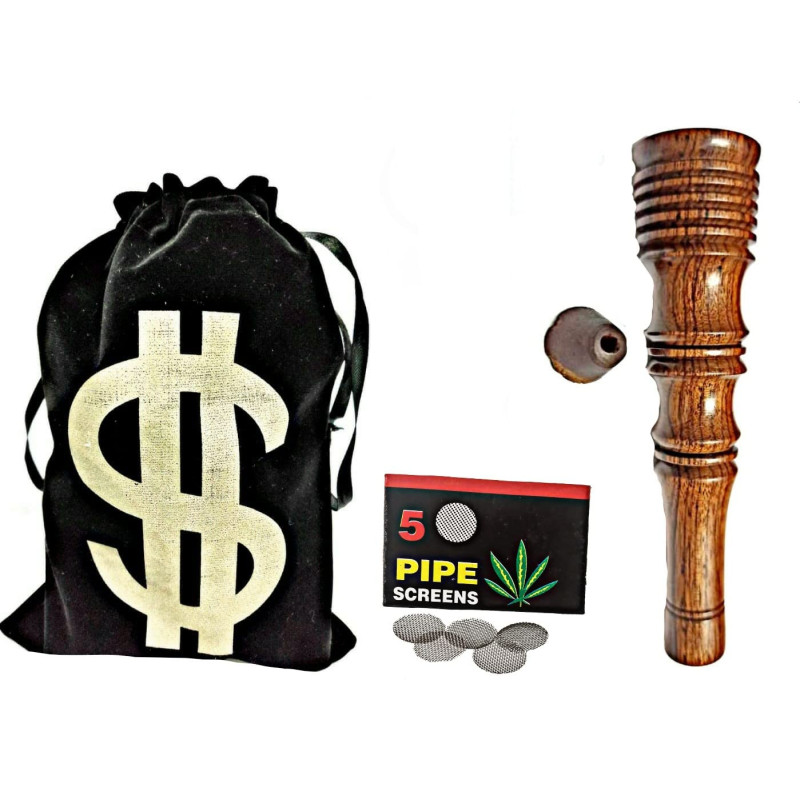 Newzenx 4" Rosewood Hookah Chillum Crafted with Velvet Pouch