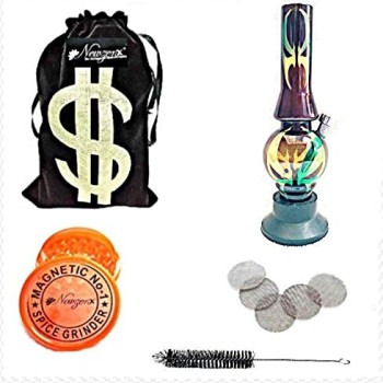 Newzenx 30mm Spider Acrylic Bong | 8 Inch | Herb Crusher | Accessories & Pouch