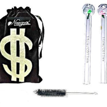 Newzenx 6" Oil Burner Smoking Rose Pipe | 2 Pcs Combo | 12mm/Tube | Pouch & Pipe Cleaner