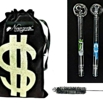 Newzenx 6 Inch Oil Crystal Pipe | 3 Pieces Combo | 3 Different Sign | Pipe Cleaner & Pouch