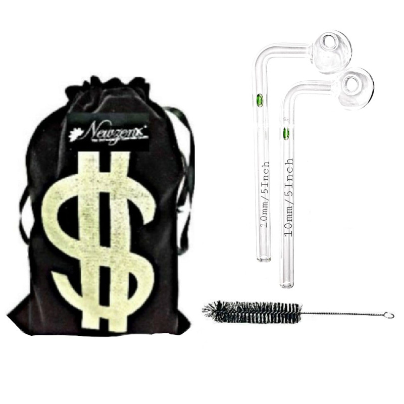 Newzenx Glass Oil Burner Pipe | 6" Bubbler | Pouch & Pipe Cleaner