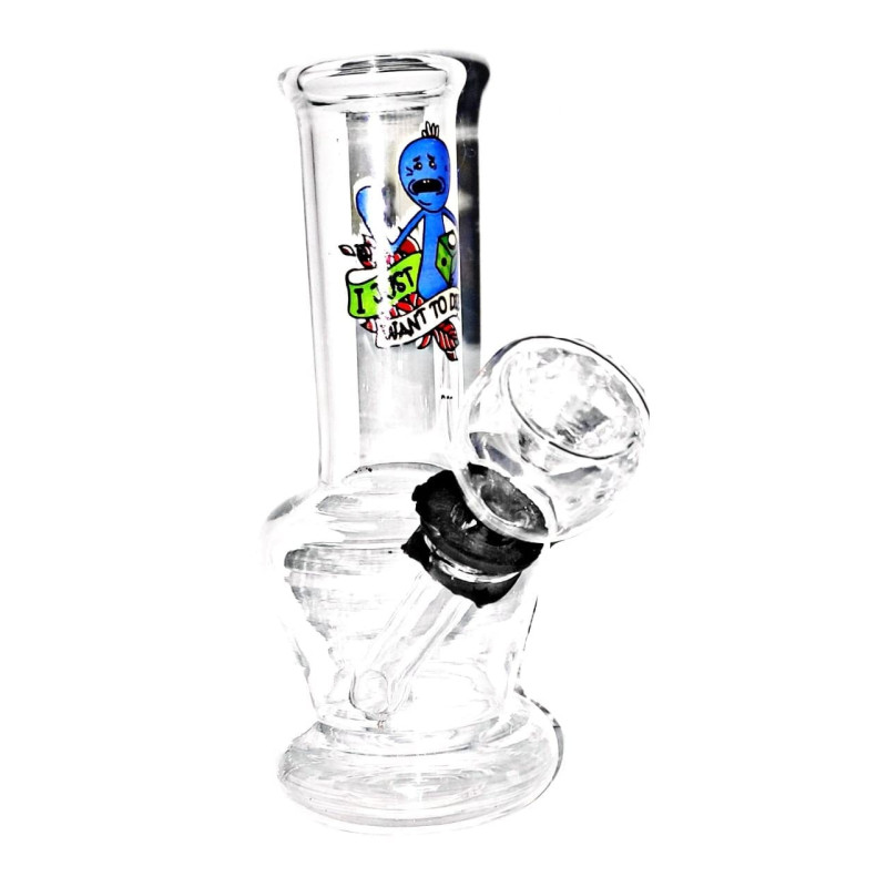 Newzenx Rick & Morty Water Pipe Glass Bong 4 Inch | Velvet Pouch
