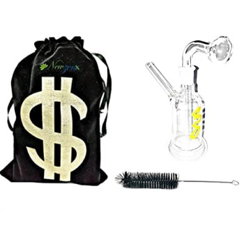 Newzenx Oil Burner Glass Honey Bong Leaf | 14mm Joint/5.5" | Pouch