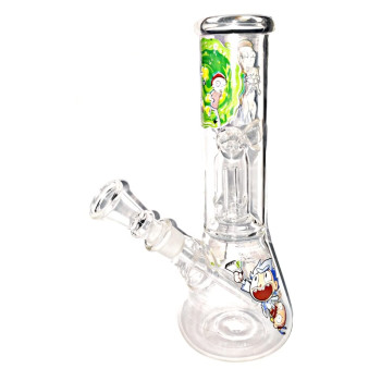 Newzenx All-in-One Glass Percolator Ice Bong | Ricky & Morty 8" for Oil/Honey/Herb Combo