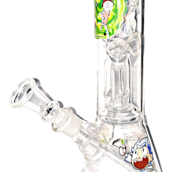Newzenx All-in-One Glass Percolator Ice Bong | Ricky & Morty 8" for Oil/Honey/Herb Combo