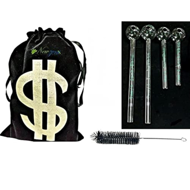 Newzenx Oil Crystal Honey Glass Pipe 4 Pcs Combo | 2 x 7mm/6" x 2 x 4"