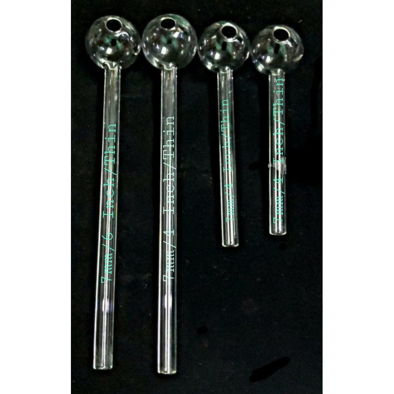 Newzenx Oil Crystal Honey Glass Pipe 4 Pcs Combo | 2 x 7mm/6" x 2 x 4"