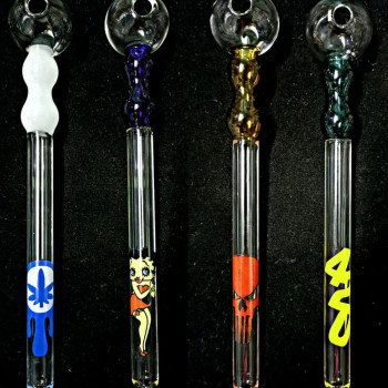 Newzenx 6" Oil Crystal Pipe Double Bowl | 4 Sign Combo Pack | Pipe Cleaner & Pouch