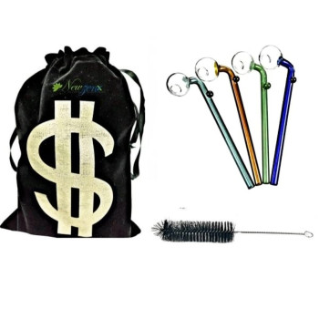 Newzenx Oil Meth Crystal Pipe Combo Pack | 8mm/7"/4 Pcs | Pipe Cleaner & Pouch