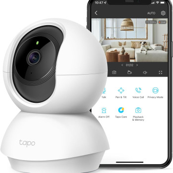 TP-Link Tapo 2K Pan Tilt Security Camera for Baby Monitor (C210) | Motion Alert, 2-Way Audio, Night Vision, SD Card Storage, Alexa