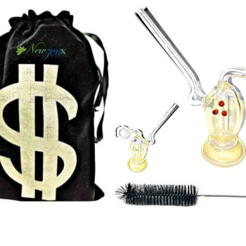 Newzenx Glass Oil Burner Honey/Meth Bong 4 Inch Included Pouch & Accessories