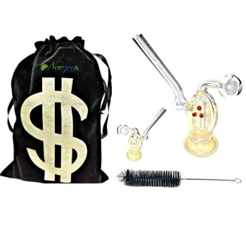 Newzenx Glass Oil Burner Honey/Meth Bong 4 Inch Included Pouch & Accessories