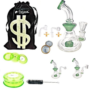 Newzenx Glass Showerhead Bong 7 Inch for Oil/Honey/Herb Combo Pack