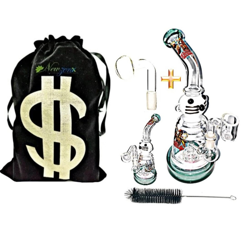 Newzenx 10" Glass Showerhead Cat Artistic Bong for Honey/Oil/Meth