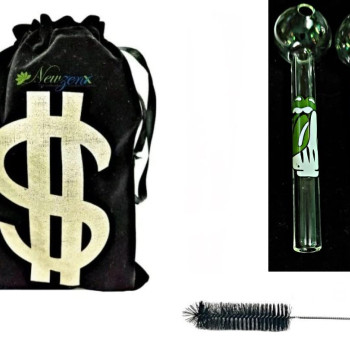 Newzenx 5" Oil Meth Crystal Pipe Combo | 5 Inch/12mm Thick Glass 2 Pcs | Pouch & Pipe Cleaner