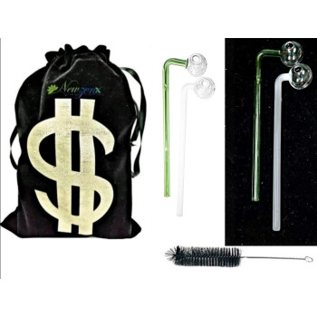 Newzenx Oil Meth Crystal Pipe Combo | 7"/8mm/2 Pieces | 2 Color | Pouch & Pipe Cleaner