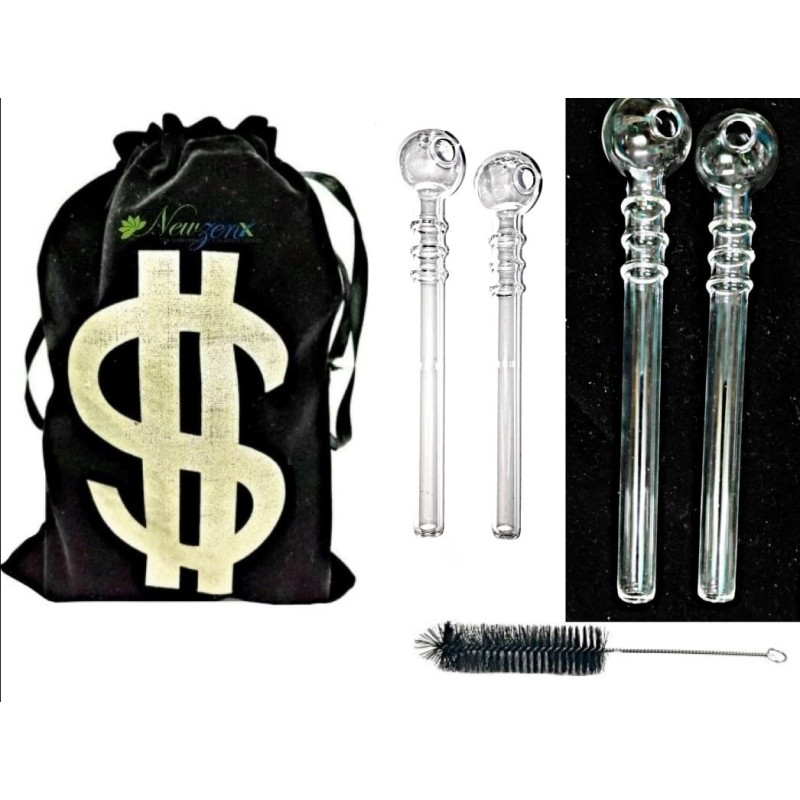 Newzenx Oil Meth Crystal Pipe 6" Triple Rings Combo | 12mm/2 Pcs