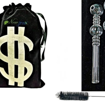 Newzenx Double Rings Oil Meth Crystal Pipe Combo | Pouch & Pipe Cleaner 12mm/6"/2 Pcs