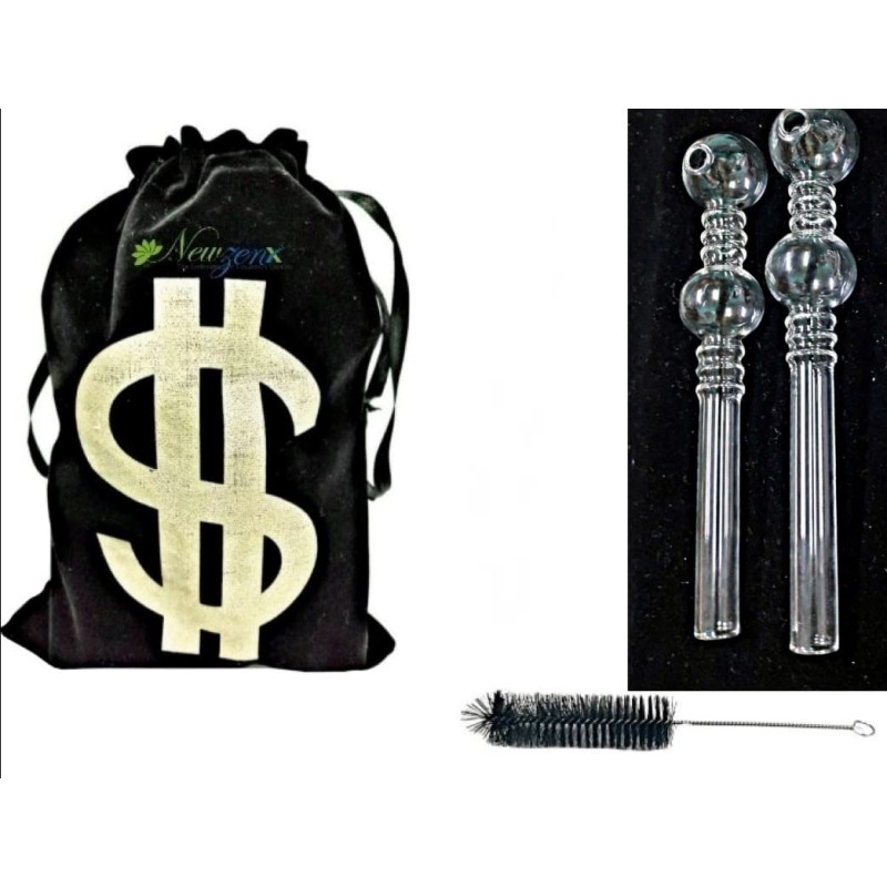 Newzenx Double Rings Oil Meth Crystal Pipe Combo | 12mm/6 Inch/2 Pcs