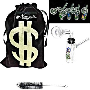 Newzenx Glass Oil Burner Meth/Honey Crystal Bong 3 Inch Included Pouch & Accessories