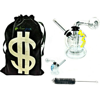 Newzenx Oil Meth Crystal Bong 3.5 Inch with Fancy Pouch & Pipe Cleaner