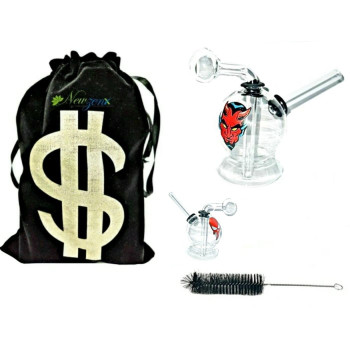 Newzenx Oil Meth Crystal 3.5 Inch Skull/Devil Bong | Including Pouch & Pipe Cleaner