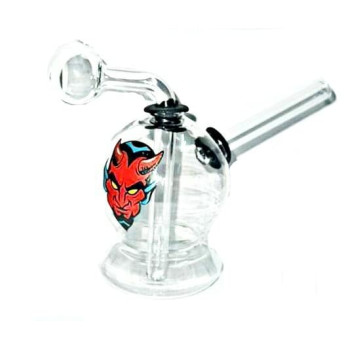 Newzenx Oil Meth Crystal 3.5 Inch Skull/Devil Bong | Including Pouch & Pipe Cleaner