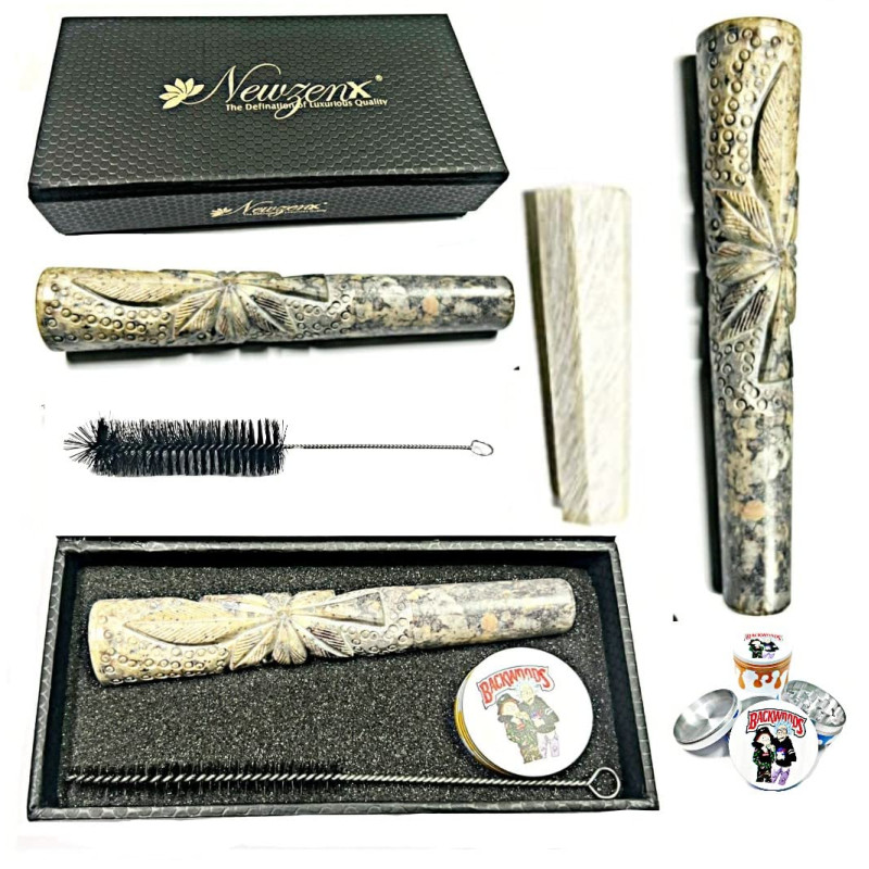 Newzenx Handcrafted Hookah Chillum | 6" Stone Carved | Herb Crusher