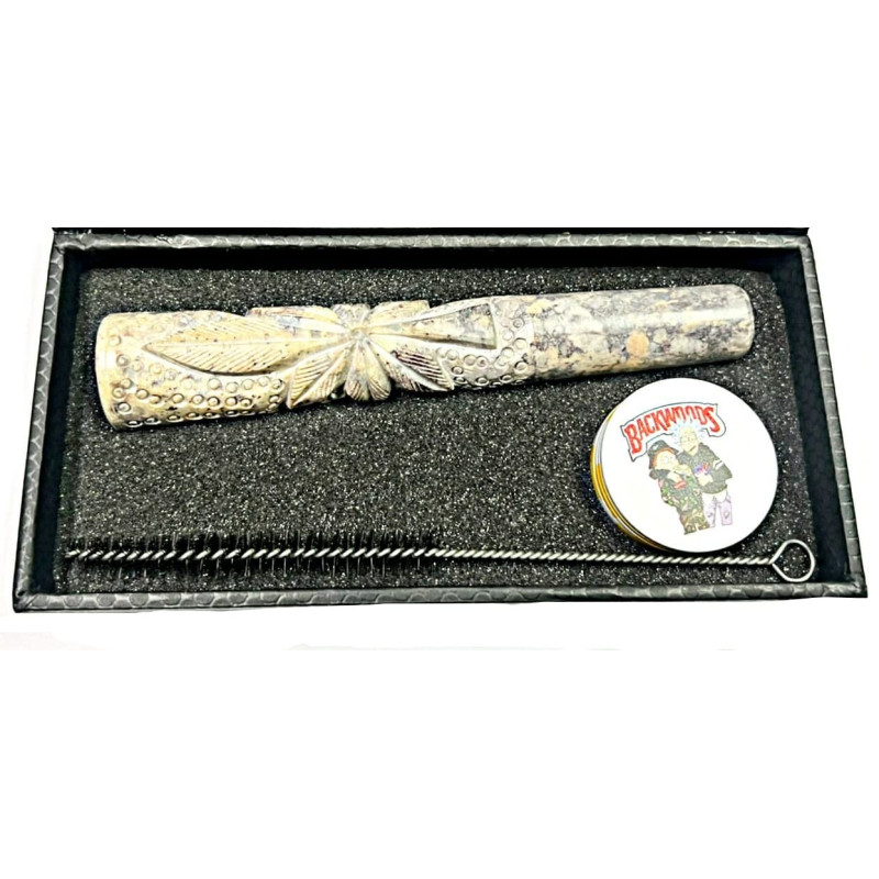 Newzenx Handcrafted Hookah Chillum | 6" Stone Carved | Herb Crusher