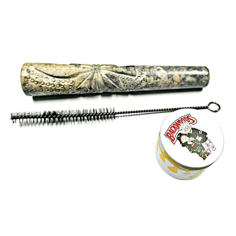 Newzenx Handcrafted Hookah Chillum | 6" Stone Carved | Herb Crusher