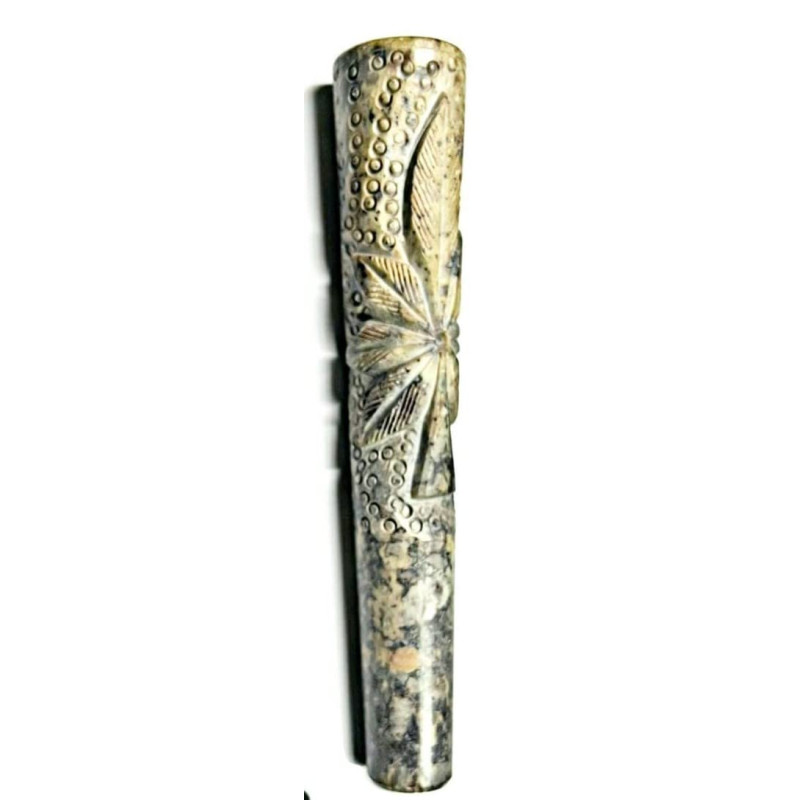 Newzenx Handcrafted Hookah Chillum | 6" Stone Carved | Herb Crusher