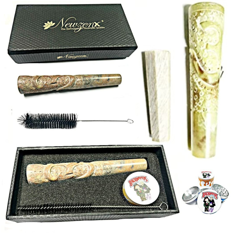 Newzenx 6" Stone Carved Hookah Chillum | Handcrafted | Herb Crusher