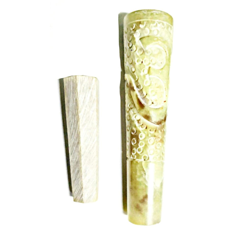 Newzenx 6" Stone Carved Hookah Chillum | Handcrafted | Herb Crusher