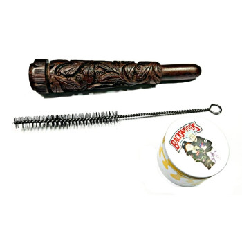 Newzenx Rosewood Carved Sadhu Baba Hookah Chillum - 6" | Herb Crusher & Pipe Cleaner
