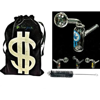 Newzenx Glass Oil Burner Meth/Honey Crystal Bong | 2.5 Inch/OD-22mm | Pouch & Accessories