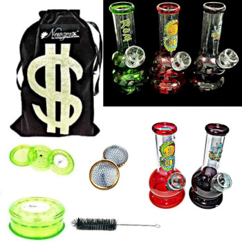 Newzenx 5 Inch Glass Mini Rick & Monty Bong Water Pipe Bong | Full Accessories & Pouch