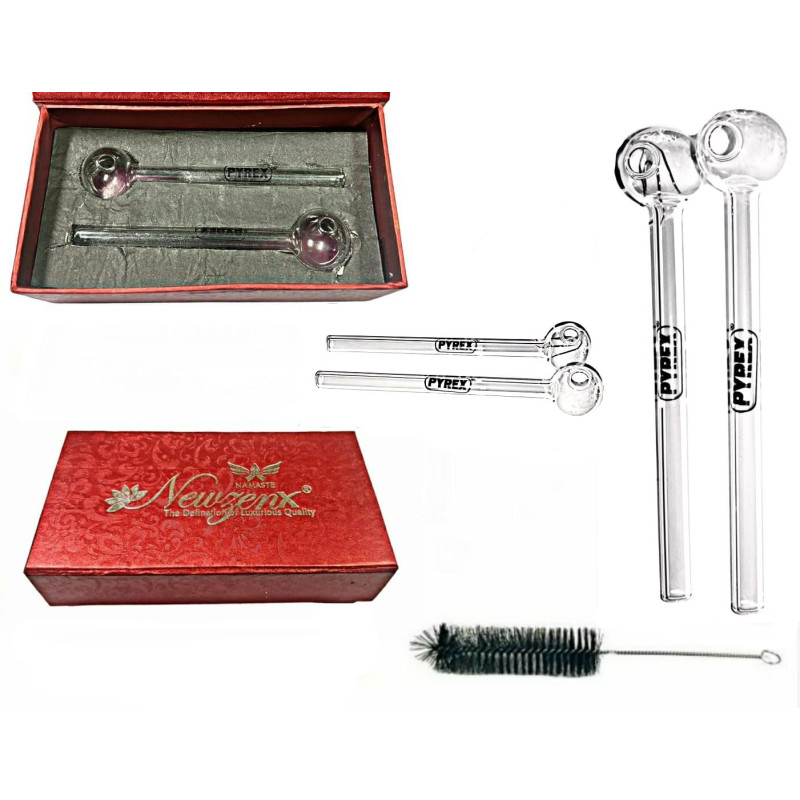 Newzenx Oil Meth Crystal Pipe PYREX GLASS Combo | 10mm/5"/2 Pcs