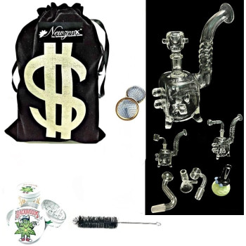 Newzenx Glass 8 Inch Squire Bong For Oil/Honey/Meth/Weed with Pouch