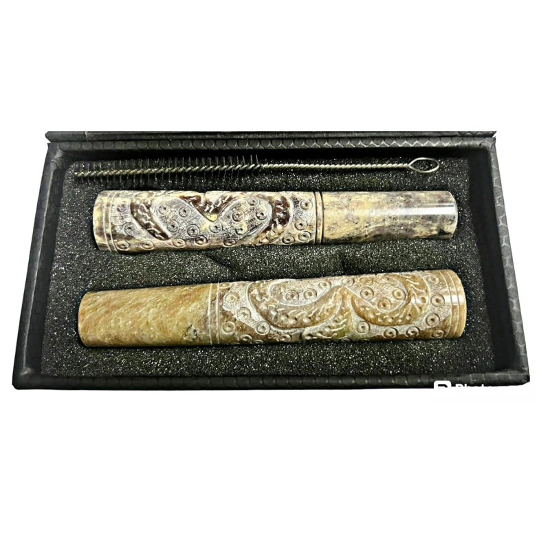 Newzenx Stone Carved Handcrafted Hookah Chillum 5 Inch - 2 Pcs Combo