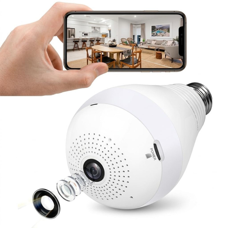 DDLC 4MP Indoor WiFi Light Bulb Camera for Home Security with 360° View | Smart LED Wireless Light Socket Bulb | Motion Detection & Mobile App V380 Pro (Bulb Camera)