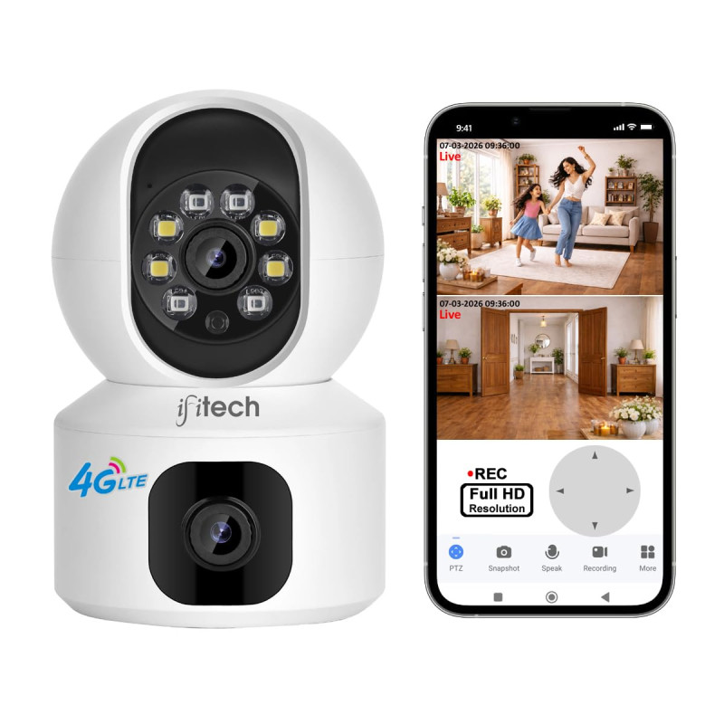 IFITech FTY HD Smart Wi-Fi CCTV Home Security Camera | Indoor 360° Smart CCTV Camera | Bulb Camera | 256GB SD Card Support (Not Included) | Perfect for Home, Office Monitoring