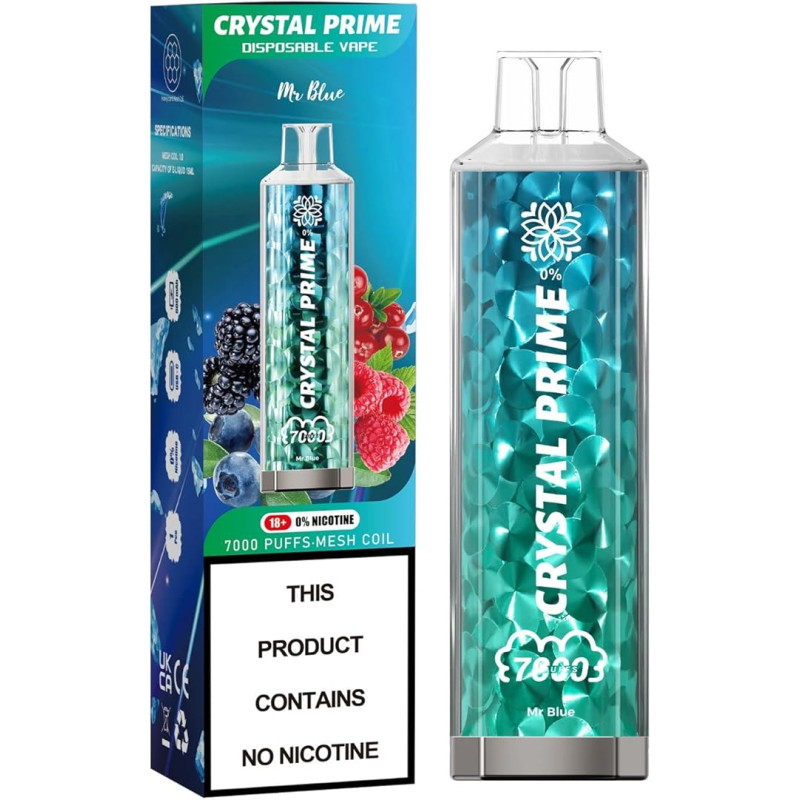 Crystal Prime Disposable Vape 7000 Puff | 3D Rechargeable Starter Pod | E-Cigarette