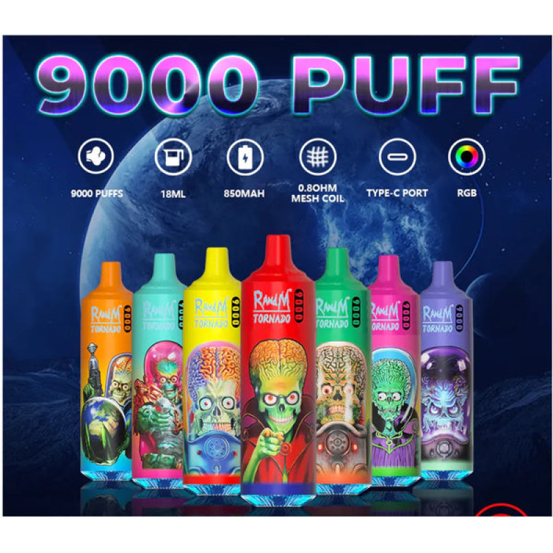 RandM Tornado Disposable Vape 9000 Puff | Rechargeable Prefilled E-Cigarette Pen